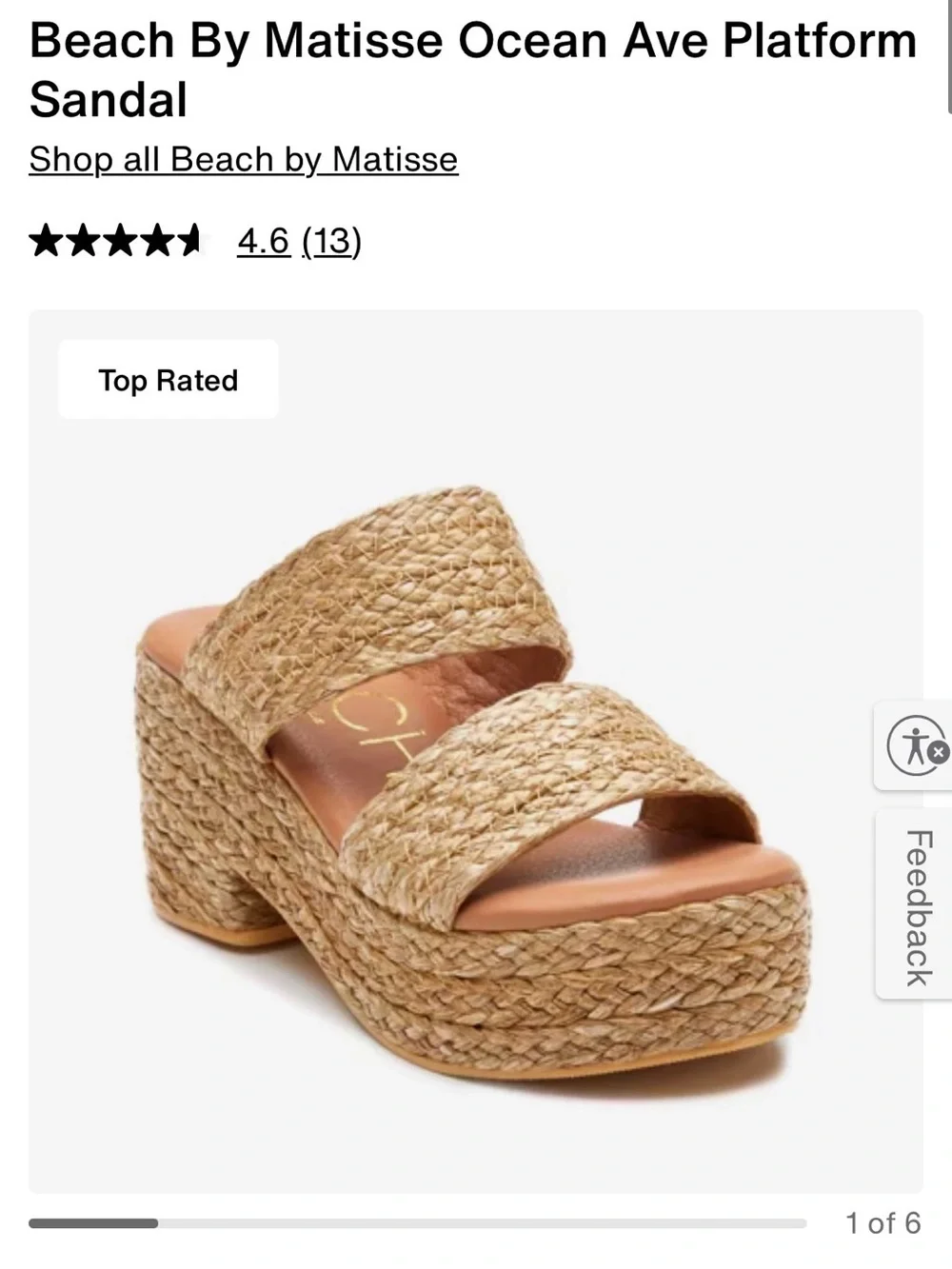 Beach by Matisse Ocean Ave Raffia Platform Slide Sandals